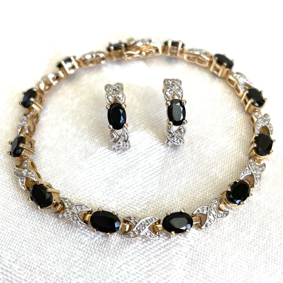 Jewelry - Onyx Gold Vermeil Bracelet & Earring Set